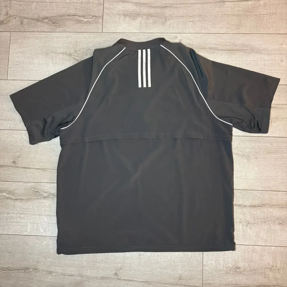 Adidas Mens Short Sleeve Quarter Zip Windshirt Pullover Jacket Grey L